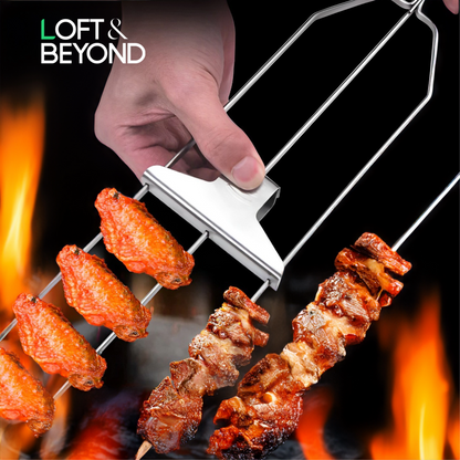Loft Premium Stainless Steel Triple Skewers for Grilling - Buy One Get One Free + Free Gift