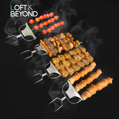 Loft Premium Stainless Steel Triple Skewers for Grilling - Buy One Get One Free + Free Gift